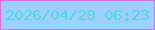 文字の大きさ：5、枠の色：d66fe3、背景の色：9ecffd、文字の色：4cdbda 無料ブログパーツのブログ時計