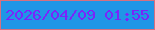 文字の大きさ：5、枠の色：d67080、背景の色：2096e6、文字の色：7a25fa 無料ブログパーツのブログ時計