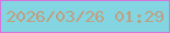 文字の大きさ：3、枠の色：d674dc、背景の色：83d6e1、文字の色：c19d81 無料ブログパーツのブログ時計