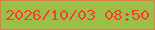 文字の大きさ：1、枠の色：d68150、背景の色：9cc047、文字の色：ff432e 無料ブログパーツのブログ時計