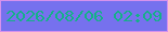 文字の大きさ：4、枠の色：d692ec、背景の色：7671ee、文字の色：14b188 無料ブログパーツのブログ時計