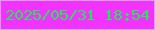 文字の大きさ：3、枠の色：d6a1ec、背景の色：f233ff、文字の色：21e94f 無料ブログパーツのブログ時計