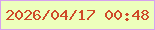 文字の大きさ：2、枠の色：d6a1ef、背景の色：edffbc、文字の色：cf4a29 無料ブログパーツのブログ時計