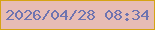 文字の大きさ：4、枠の色：d6a314、背景の色：e7bcb5、文字の色：6f74b0 無料ブログパーツのブログ時計