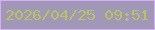 文字の大きさ：4、枠の色：d6adf9、背景の色：a197b6、文字の色：bac263 無料ブログパーツのブログ時計