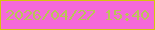 文字の大きさ：5、枠の色：d6c50c、背景の色：f569d9、文字の色：b9c557 無料ブログパーツのブログ時計