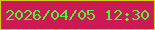 文字の大きさ：5、枠の色：d6c920、背景の色：cc1b54、文字の色：52f239 無料ブログパーツのブログ時計