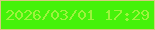 文字の大きさ：1、枠の色：d6ca7f、背景の色：45f20a、文字の色：9df33d 無料ブログパーツのブログ時計
