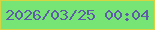文字の大きさ：3、枠の色：d6d441、背景の色：77e476、文字の色：5e5da7 無料ブログパーツのブログ時計