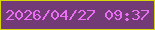 文字の大きさ：5、枠の色：d6d706、背景の色：733b75、文字の色：e96ef3 無料ブログパーツのブログ時計