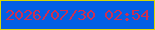 文字の大きさ：1、枠の色：d6d804、背景の色：035fe5、文字の色：cc3052 無料ブログパーツのブログ時計