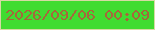 文字の大きさ：3、枠の色：d6daa4、背景の色：40dc31、文字の色：a6673b 無料ブログパーツのブログ時計