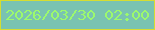文字の大きさ：4、枠の色：d6dd31、背景の色：7ac3b1、文字の色：9cf96d 無料ブログパーツのブログ時計