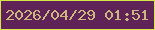 文字の大きさ：1、枠の色：d6e54a、背景の色：5f2358、文字の色：ccb87f 無料ブログパーツのブログ時計