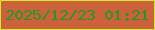 文字の大きさ：4、枠の色：d6e92d、背景の色：cc623c、文字の色：259822 無料ブログパーツのブログ時計