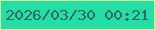 文字の大きさ：1、枠の色：d6f893、背景の色：25dea7、文字の色：346961 無料ブログパーツのブログ時計