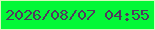 文字の大きさ：2、枠の色：d6fabc、背景の色：03f837、文字の色：51385f 無料ブログパーツのブログ時計
