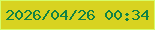 文字の大きさ：4、枠の色：d6fc69、背景の色：d8d320、文字の色：118344 無料ブログパーツのブログ時計
