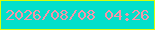 文字の大きさ：1、枠の色：d6fe09、背景の色：03e0ca、文字の色：f695a9 無料ブログパーツのブログ時計