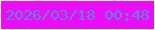 文字の大きさ：1、枠の色：d6fe98、背景の色：e90ef7、文字の色：6382dd 無料ブログパーツのブログ時計