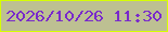 文字の大きさ：5、枠の色：d6ff03、背景の色：bdc092、文字の色：792acb 無料ブログパーツのブログ時計