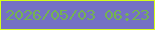 文字の大きさ：4、枠の色：d6ff19、背景の色：7571c4、文字の色：74b252 無料ブログパーツのブログ時計