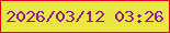 文字の大きさ：1、枠の色：d70220、背景の色：ebe644、文字の色：8f1c8e 無料ブログパーツのブログ時計