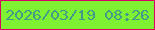 文字の大きさ：5、枠の色：d70261、背景の色：7ef232、文字の色：419b88 無料ブログパーツのブログ時計