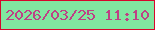 文字の大きさ：2、枠の色：d7072c、背景の色：81e7a0、文字の色：be4085 無料ブログパーツのブログ時計