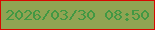 文字の大きさ：3、枠の色：d70901、背景の色：90a453、文字の色：429843 無料ブログパーツのブログ時計
