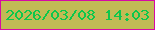 文字の大きさ：4、枠の色：d709a5、背景の色：c1ba55、文字の色：0dc74c 無料ブログパーツのブログ時計