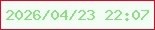 文字の大きさ：5、枠の色：d70a2e、背景の色：f2fef3、文字の色：88e17e 無料ブログパーツのブログ時計