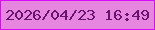 文字の大きさ：2、枠の色：d70afd、背景の色：e786de、文字の色：681370 無料ブログパーツのブログ時計
