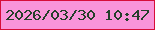 文字の大きさ：5、枠の色：d70d39、背景の色：f994d9、文字の色：25402b 無料ブログパーツのブログ時計