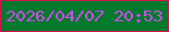 文字の大きさ：5、枠の色：d7114b、背景の色：03792c、文字の色：d949f4 無料ブログパーツのブログ時計