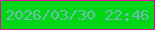 文字の大きさ：1、枠の色：d712a0、背景の色：03d517、文字の色：6fbcb1 無料ブログパーツのブログ時計