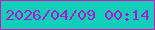文字の大きさ：3、枠の色：d712b6、背景の色：10cfba、文字の色：aa19ce 無料ブログパーツのブログ時計