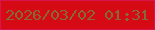 文字の大きさ：1、枠の色：d7144c、背景の色：d60a15、文字の色：856a33 無料ブログパーツのブログ時計