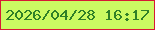 文字の大きさ：5、枠の色：d71935、背景の色：cbfa62、文字の色：2f8027 無料ブログパーツのブログ時計