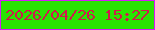 文字の大きさ：4、枠の色：d719f9、背景の色：2ae302、文字の色：d0194c 無料ブログパーツのブログ時計