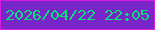 文字の大きさ：5、枠の色：d71bdf、背景の色：7826c8、文字の色：0cdf79 無料ブログパーツのブログ時計