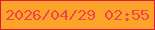 文字の大きさ：4、枠の色：d71c3f、背景の色：fca329、文字の色：ed4847 無料ブログパーツのブログ時計