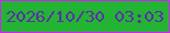 文字の大きさ：2、枠の色：d71dfe、背景の色：24b434、文字の色：5931a7 無料ブログパーツのブログ時計
