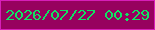 文字の大きさ：4、枠の色：d71eb9、背景の色：97015f、文字の色：10e363 無料ブログパーツのブログ時計