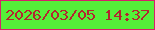 文字の大きさ：4、枠の色：d7206a、背景の色：55ef39、文字の色：b3252f 無料ブログパーツのブログ時計