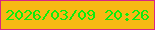 文字の大きさ：1、枠の色：d72685、背景の色：f7b914、文字の色：0ced0d 無料ブログパーツのブログ時計