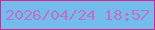 文字の大きさ：2、枠の色：d72793、背景の色：74bcec、文字の色：bc71cd 無料ブログパーツのブログ時計