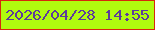文字の大きさ：1、枠の色：d7280b、背景の色：b0fb0e、文字の色：5d3b9b 無料ブログパーツのブログ時計