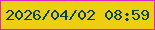 文字の大きさ：4、枠の色：d728c2、背景の色：edce11、文字の色：004354 無料ブログパーツのブログ時計