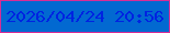 文字の大きさ：4、枠の色：d72d96、背景の色：0269d1、文字の色：0123e1 無料ブログパーツのブログ時計